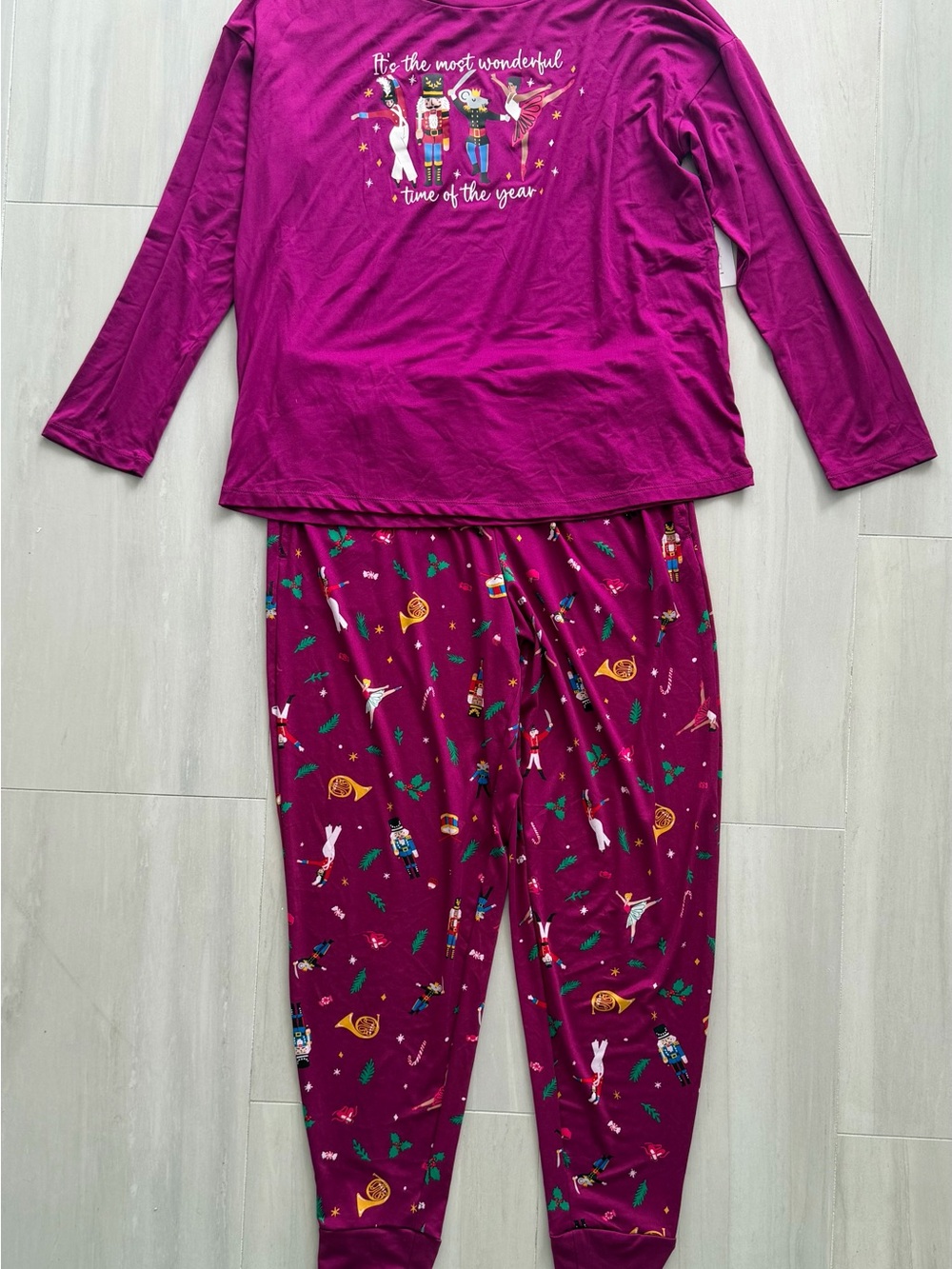Women's Magenta Holiday Nutcracker Pajama Set
